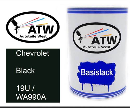 Chevrolet, Black, 19U / WA990A: 500ml Lackdose, von ATW Autoteile West.